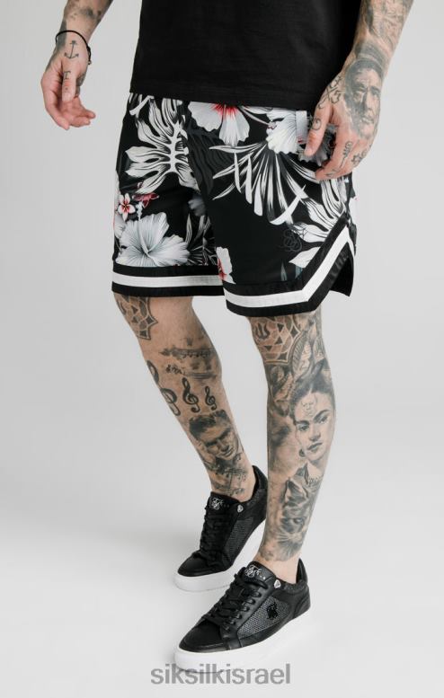 SikSilk גברים מכנסי כדורסל פרחוניים - שחורים D2LH2591 לבוש