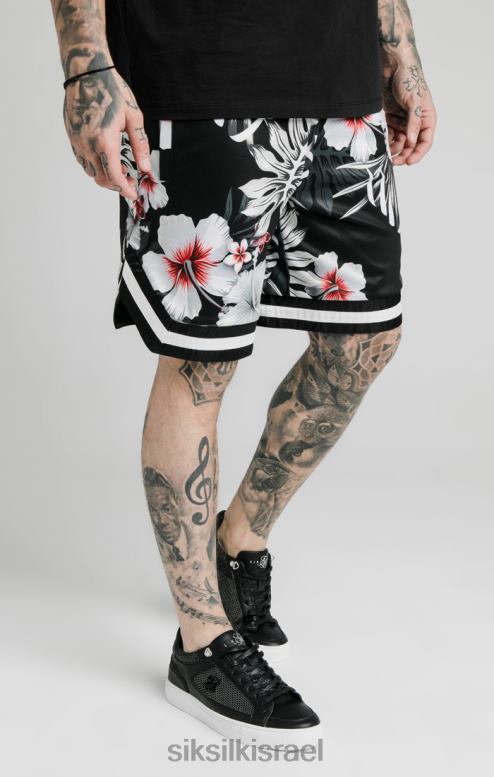 SikSilk גברים מכנסי כדורסל פרחוניים - שחורים D2LH2591 לבוש