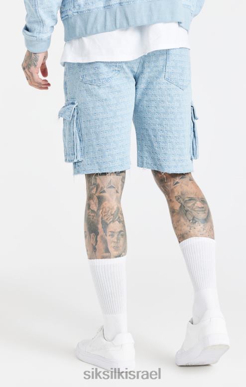 SikSilk גברים קצר מטען ג'ינס בצבע ג'קארד כחול D2LH2593 לבוש