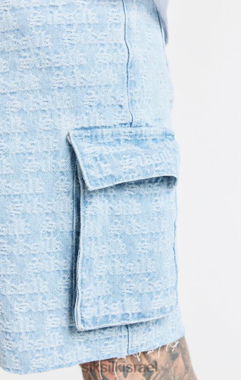 SikSilk גברים קצר מטען ג'ינס בצבע ג'קארד כחול D2LH2593 לבוש