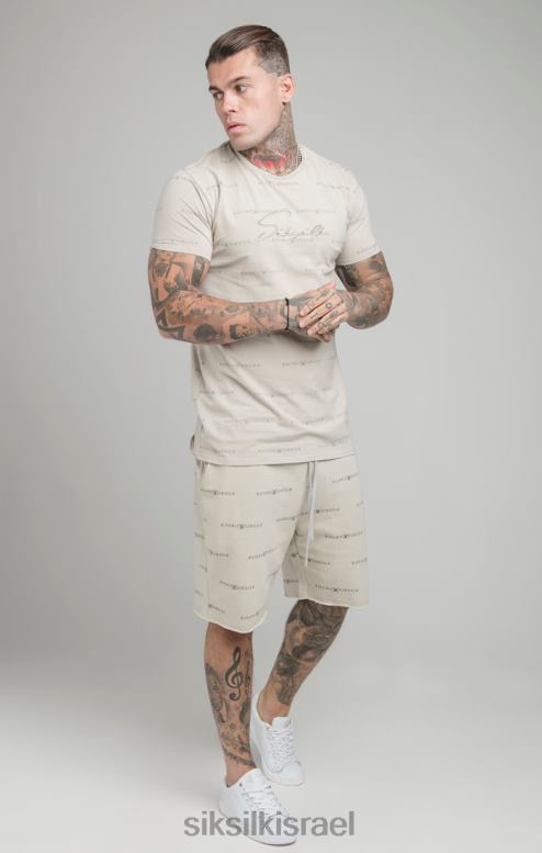 SikSilk גברים הדפס בז' קצר D2LH2594 לבוש