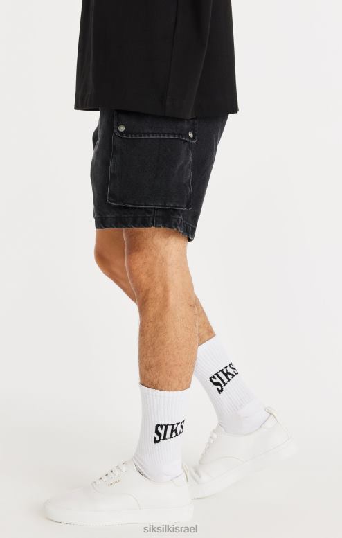 SikSilk גברים קצר מטען ג'ינס שחור D2LH2598 לבוש