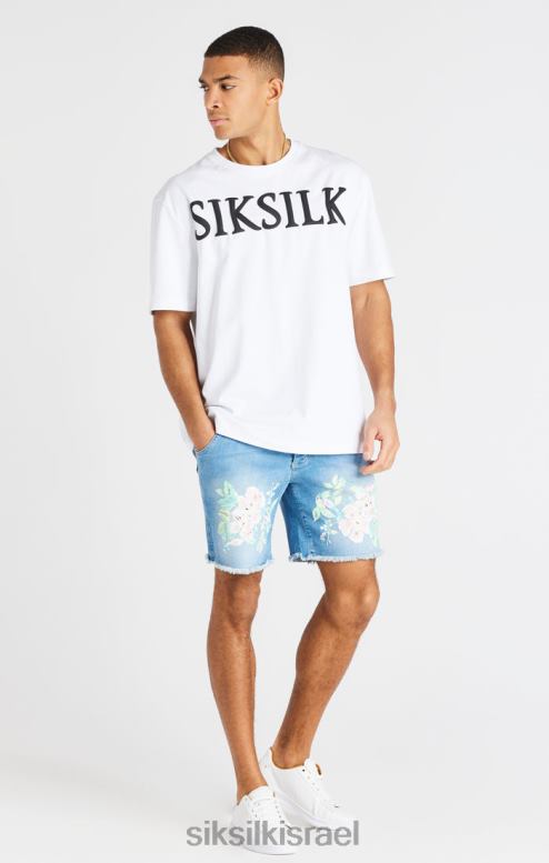 SikSilk גברים מכנסי ג'ינס פרחוניים גולמיים - כחול אבן מידה בהיר D2LH2601 לבוש