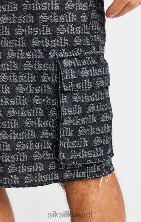 SikSilk גברים קצר מטען ג'ינס ג'קארד שחור D2LH2604 לבוש