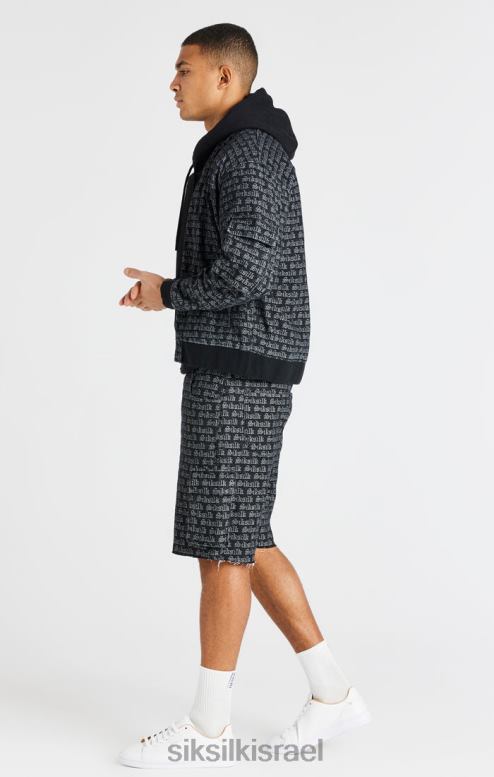 SikSilk גברים קצר מטען ג'ינס ג'קארד שחור D2LH2604 לבוש