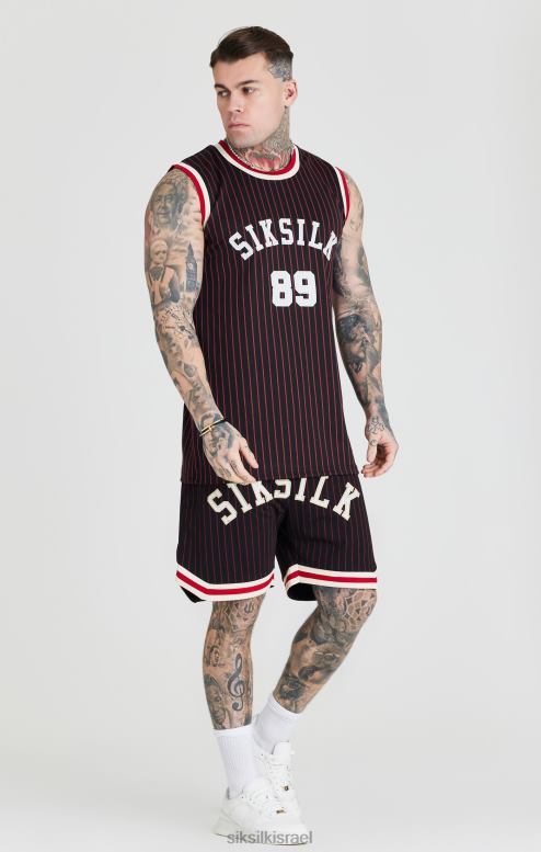 SikSilk גברים קצר כדורסל קלאסי רטרו שחור D2LH2609 לבוש