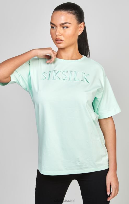 SikSilk נשים חולצת טריקו של חבר רקום מנטה D2LH264 לבוש