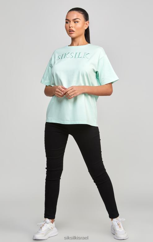 SikSilk נשים חולצת טריקו של חבר רקום מנטה D2LH264 לבוש