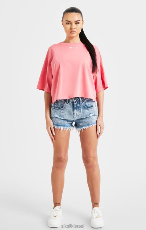 SikSilk נשים חולצת טריקו עם לוגו חוזר ורוד D2LH265 לבוש