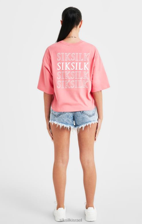 SikSilk נשים חולצת טריקו עם לוגו חוזר ורוד D2LH265 לבוש