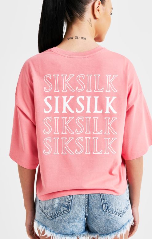 SikSilk נשים חולצת טריקו עם לוגו חוזר ורוד D2LH265 לבוש