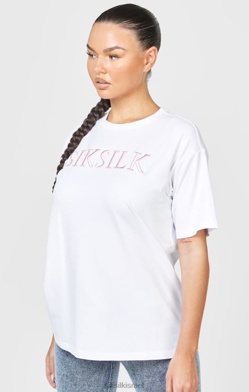 SikSilk נשים חולצת טריקו של חבר רקום לבן D2LH269 לבוש