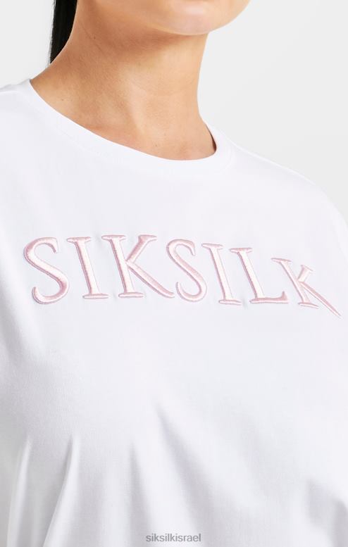 SikSilk נשים חולצת טריקו של חבר רקום לבן D2LH269 לבוש