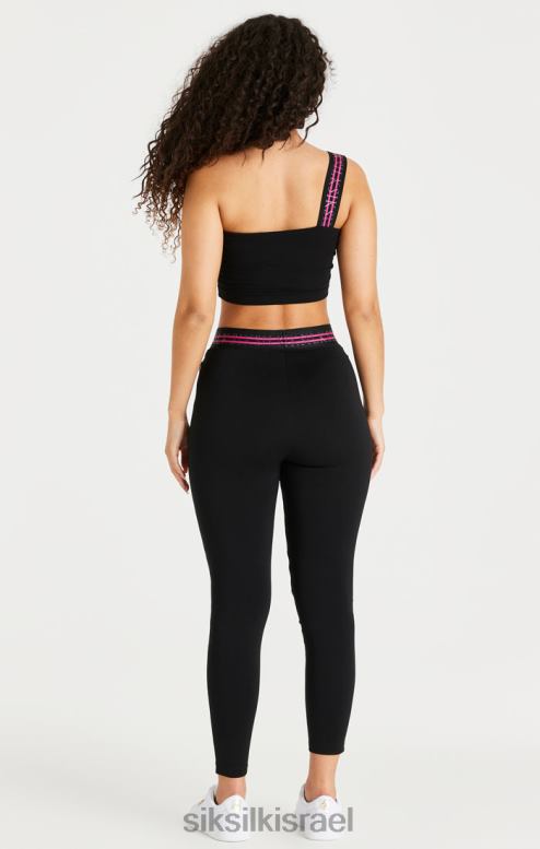 SikSilk נשים סרט שחור כתף אחת יבול ברלט D2LH271 לבוש