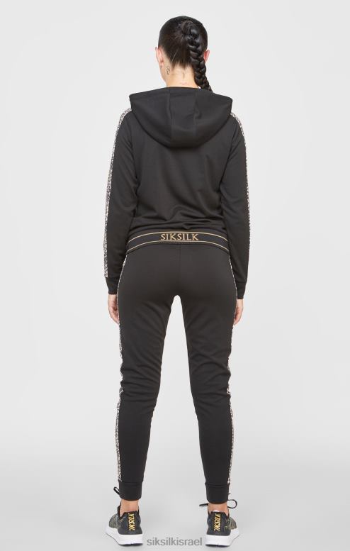 SikSilk נשים קפוצ'ון עם פאנלים בהדפס נמר שחור D2LH280 לבוש