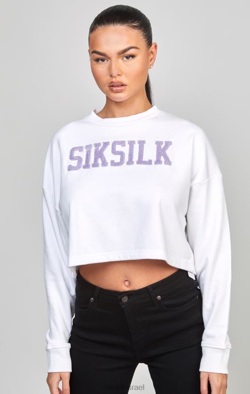 SikSilk נשים סווטשירט ורסייטי קרופ לבן D2LH284 לבוש