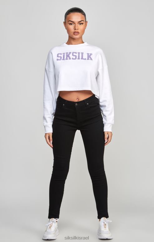 SikSilk נשים סווטשירט ורסייטי קרופ לבן D2LH284 לבוש