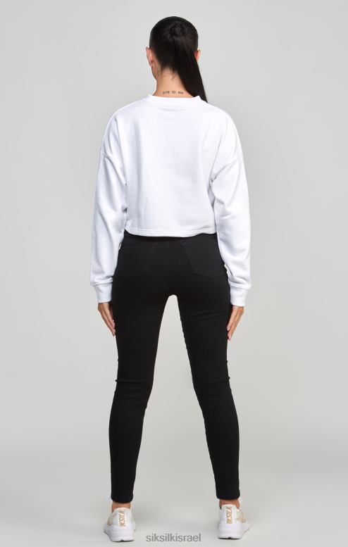 SikSilk נשים סווטשירט ורסייטי קרופ לבן D2LH284 לבוש
