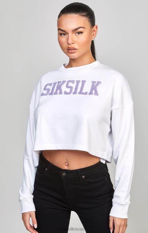 SikSilk נשים סווטשירט ורסייטי קרופ לבן D2LH284 לבוש