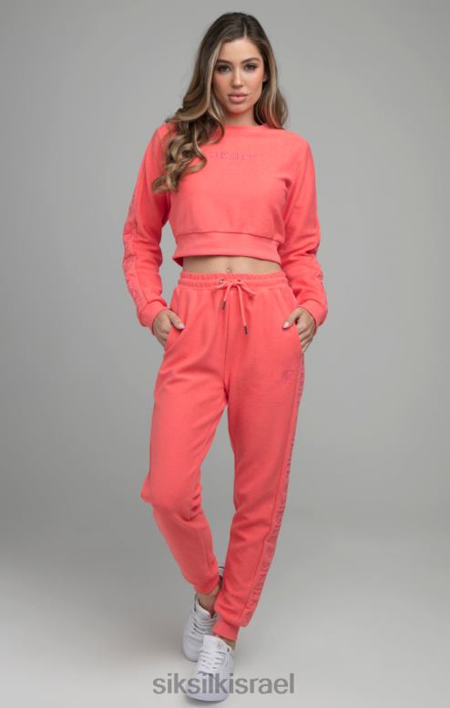 SikSilk נשים זיעת יבול רקומה בלולאה - ורוד D2LH296 לבוש