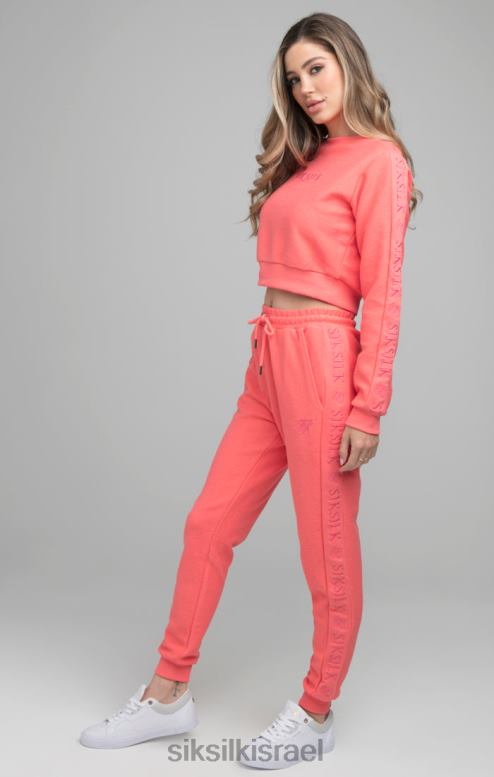 SikSilk נשים זיעת יבול רקומה בלולאה - ורוד D2LH296 לבוש