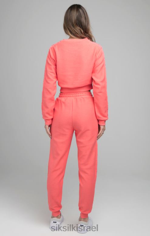 SikSilk נשים זיעת יבול רקומה בלולאה - ורוד D2LH296 לבוש