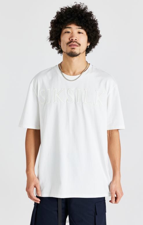 SikSilk גברים חולצת טי עם לוגו אוברסייז ecru D2LH2404 לבוש