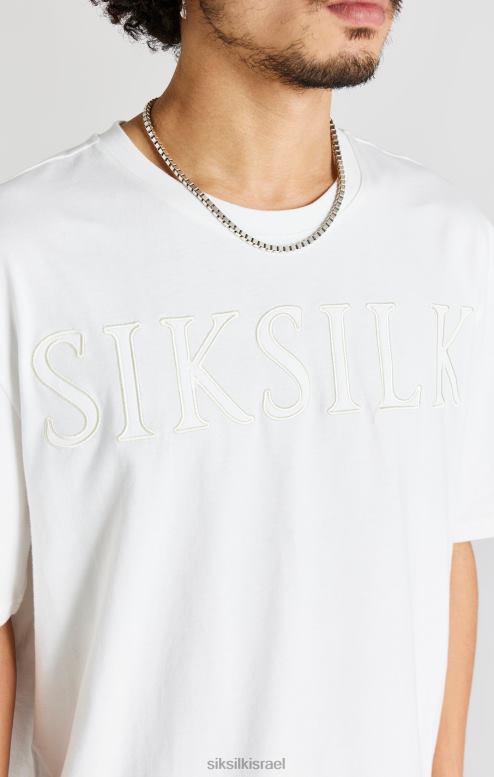 SikSilk גברים חולצת טי עם לוגו אוברסייז ecru D2LH2404 לבוש