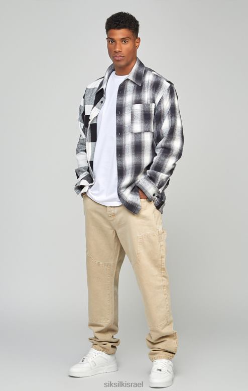 SikSilk גברים ecru ג'ינס נגר בהתאמה ישרה D2LH2555 לבוש