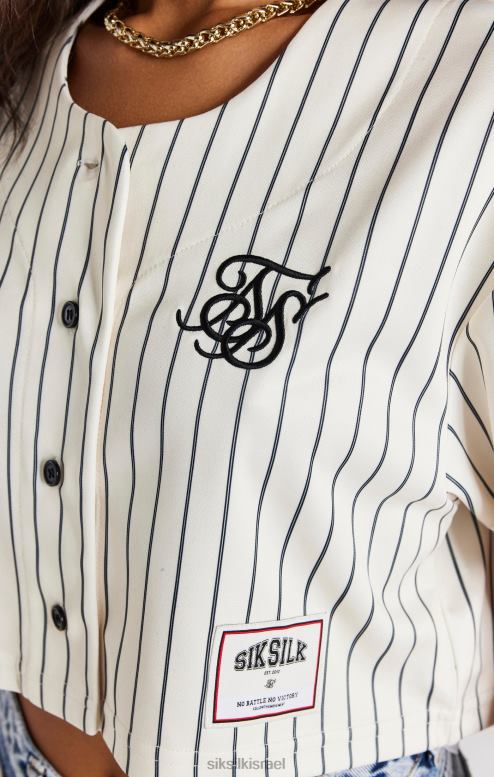 SikSilk נשים חולצת בייסבול ecru crop D2LH233 לבוש