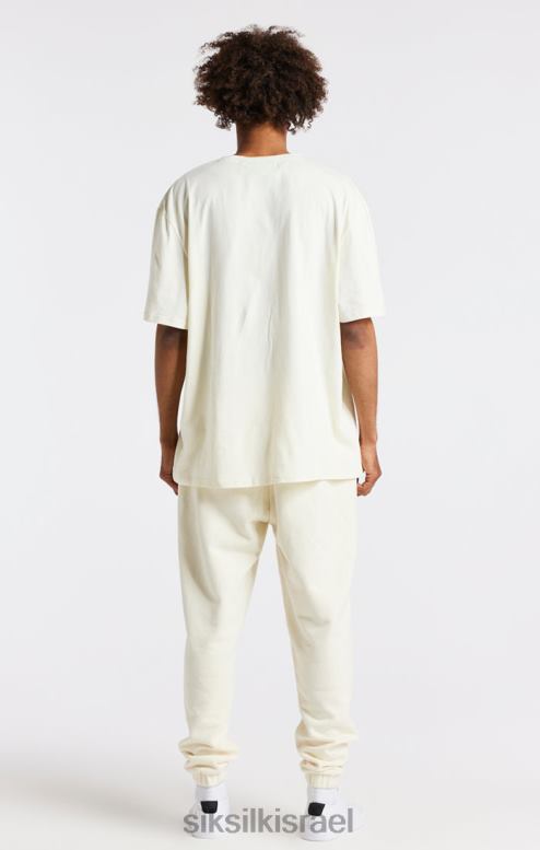 SikSilk גברים חולצת טי אוברסייז בהדפס ecru varsity D2LH2409 לבוש