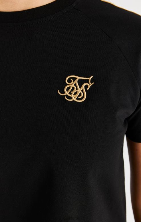 SikSilk בנות טי raglan מודבק מטאלי - שחור D2LH2316 לבוש