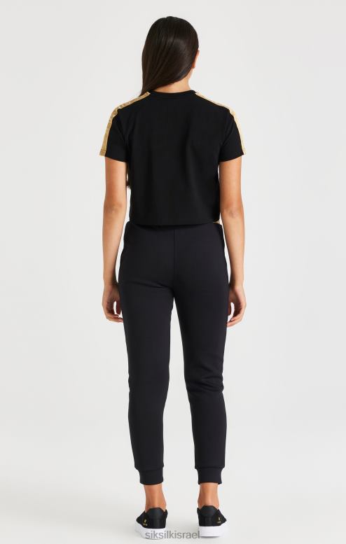 SikSilk בנות טי raglan מודבק מטאלי - שחור D2LH2316 לבוש