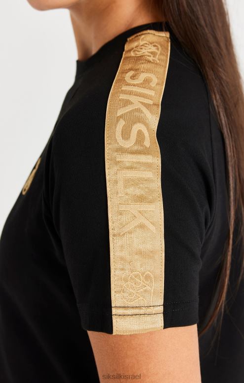 SikSilk בנות טי raglan מודבק מטאלי - שחור D2LH2316 לבוש