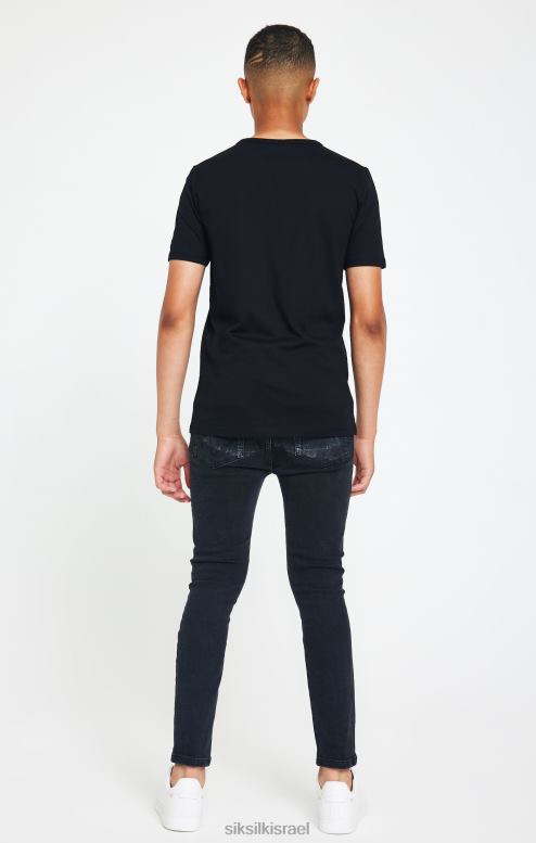 SikSilk x בנים חולצת טי של מסי עם לוגו שחור D2LH2279 לבוש