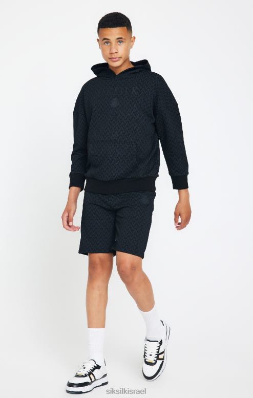 SikSilk x בנים קפוצ'ון אוברסייז בהדפס שחור של מסי D2LH2288 לבוש