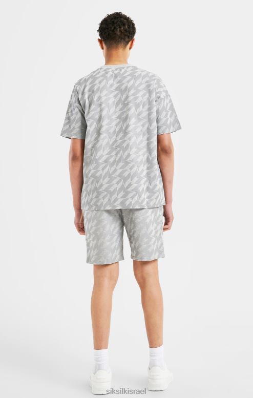 SikSilk x בנים מסי הדפס כסף קצר - חוואר אפור D2LH2311 לבוש