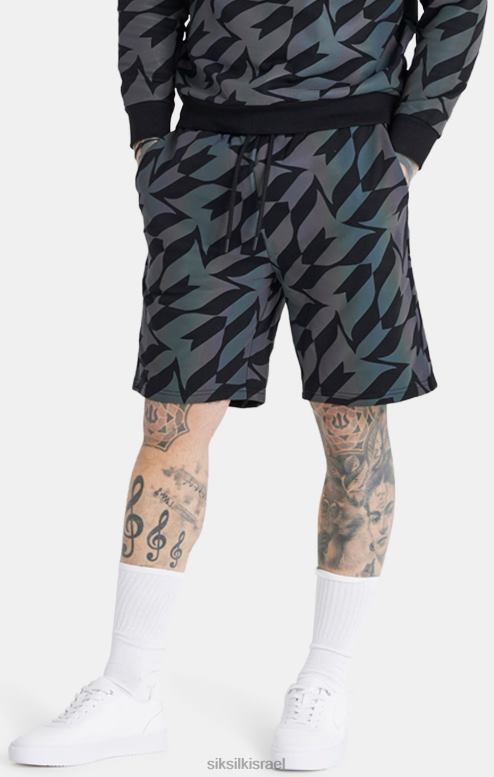 SikSilk x גברים מסי שחור ססגוני קצר D2LH2580 לבוש
