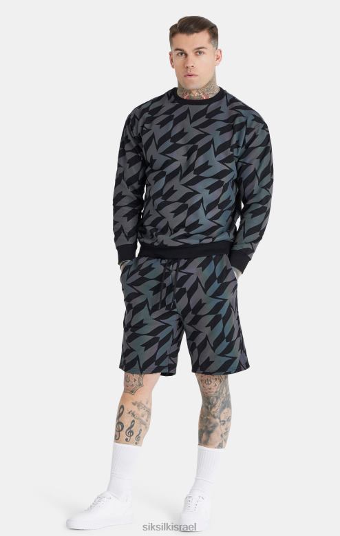 SikSilk x גברים מסי שחור ססגוני קצר D2LH2580 לבוש
