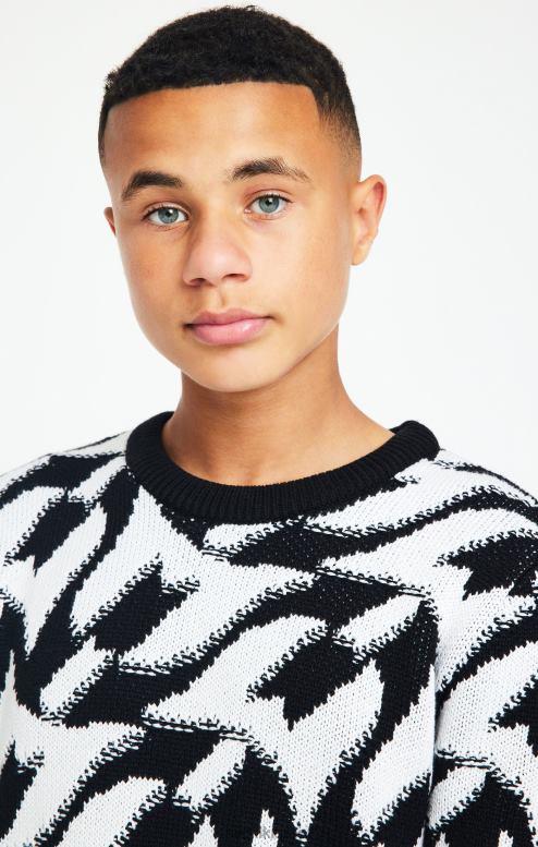 SikSilk x בנים מגשר סריג שמנמן של messi שחור D2LH2286 לבוש